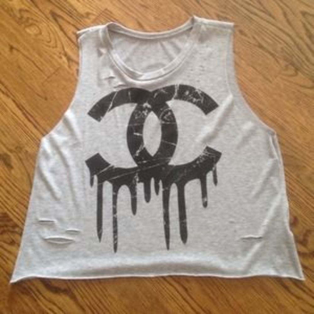 Gray Tank Top with Black Graphic